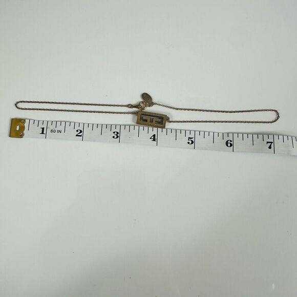 Givenchy 1977 G Logo Rhinestone Choker Necklace Gold Tone Vintage 14” - Picture 6 of 6